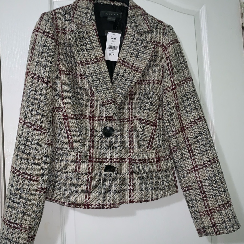 Red & black Cropped tweed blazer